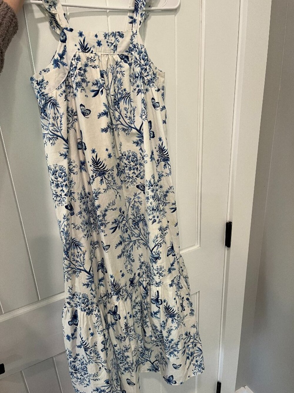 Btween Girls Blue & White Floral Butterfly Tiered Maxi Dress